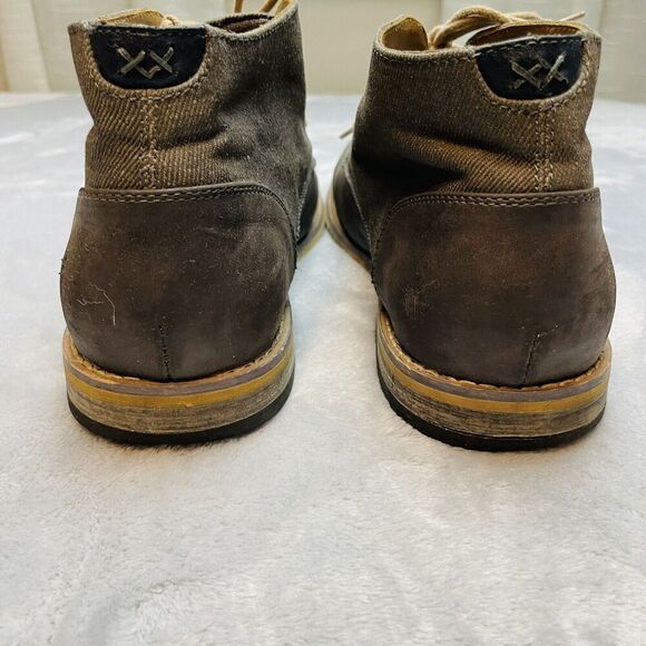 Seven 91 Droalle Chukka Boots Mens 10.5 Gray 2 Tone Nubuck Leather Canvas Lace - Picture 4 of 9